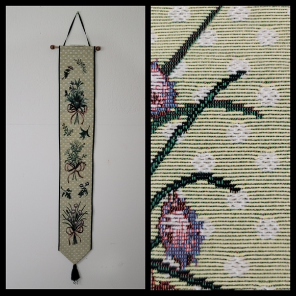 Vtg NEVER ENOUGH THYME Tapestry Bell Pull By Manual Woodworkers Weavers USA - Picture 15 of 15